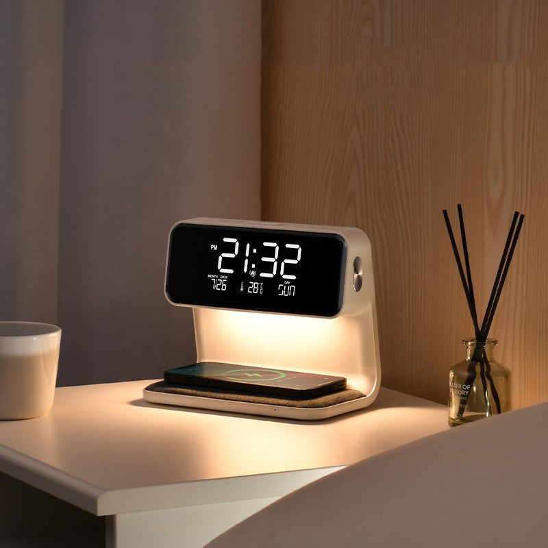 Creative 3-in-1 Bedside Lamp with Wireless Charging and LCD Alarm Clock