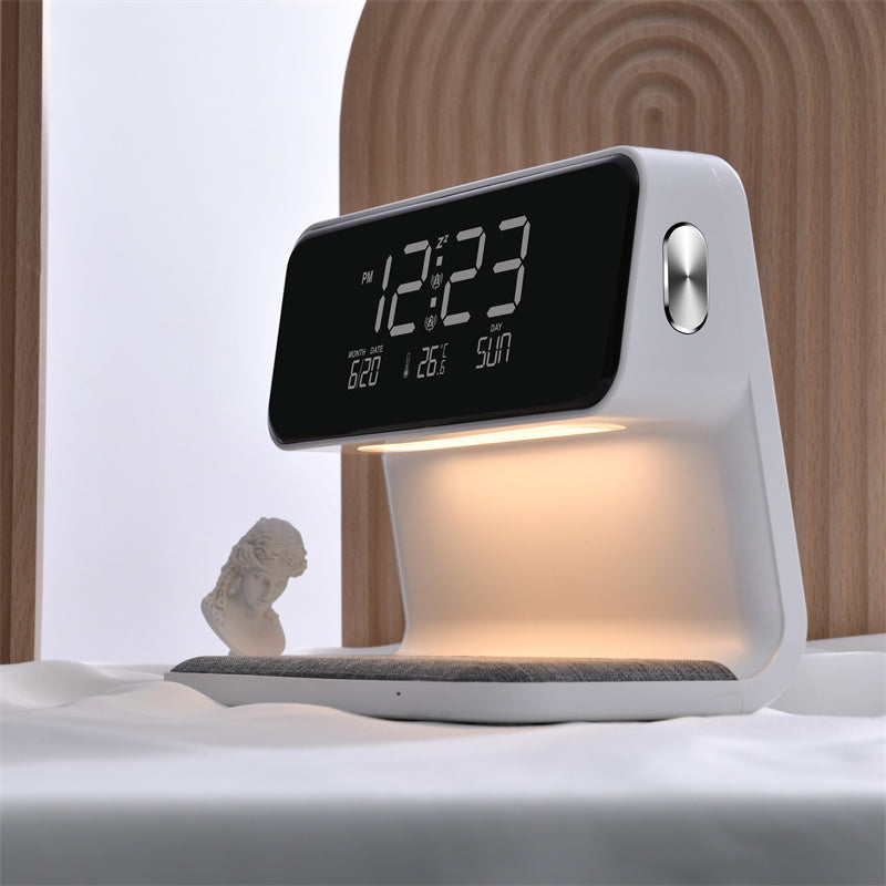 Creative 3-in-1 Bedside Lamp with Wireless Charging and LCD Alarm Clock