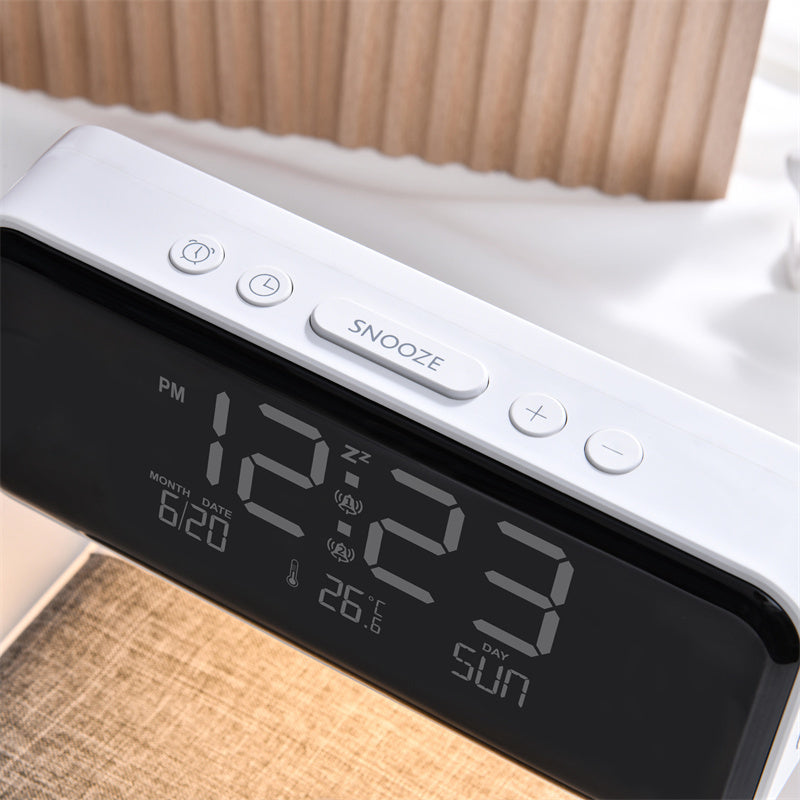 Creative 3-in-1 Bedside Lamp with Wireless Charging and LCD Alarm Clock