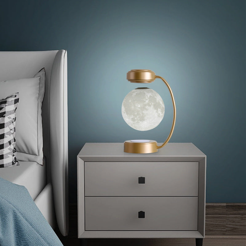 3D LED Levitating Moon Lamp: Wireless, Rotating Night Light for Home and Office Decor