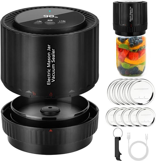 Electric Mason Jar Vacuum Sealer -With LED Countdown Display