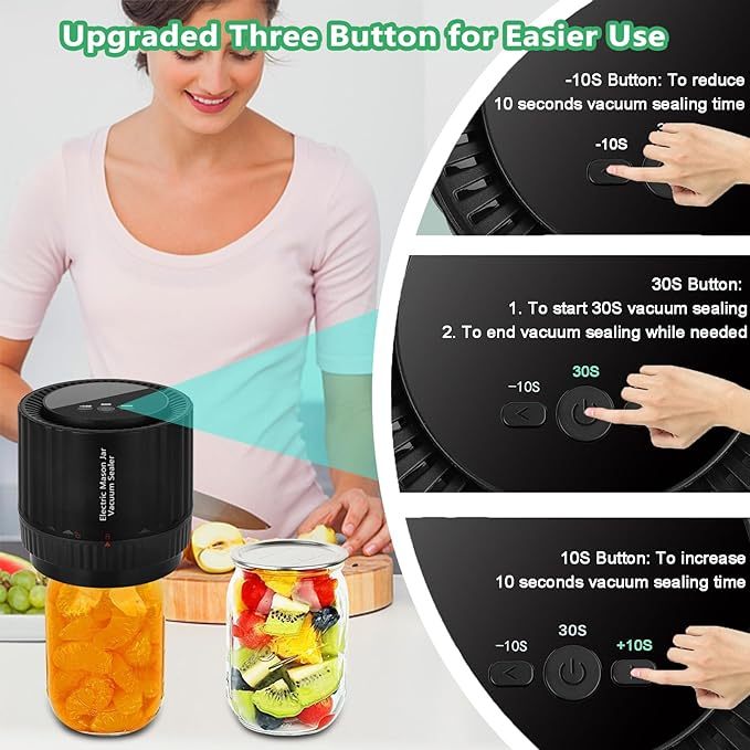 Electric Mason Jar Vacuum Sealer -With LED Countdown Display