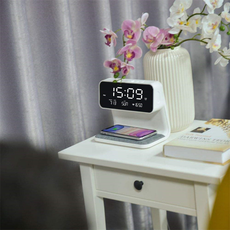 Creative 3-in-1 Bedside Lamp with Wireless Charging and LCD Alarm Clock